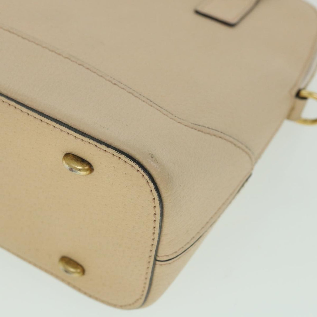 Celine Hand Bag Leather 2way Beige  ar10402