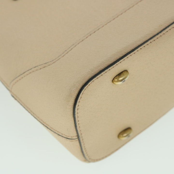 Celine Hand Bag Leather 2way Beige  ar10402