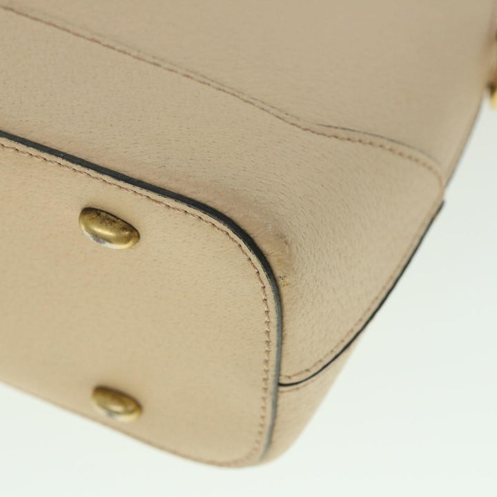 Celine Hand Bag Leather 2way Beige  ar10402