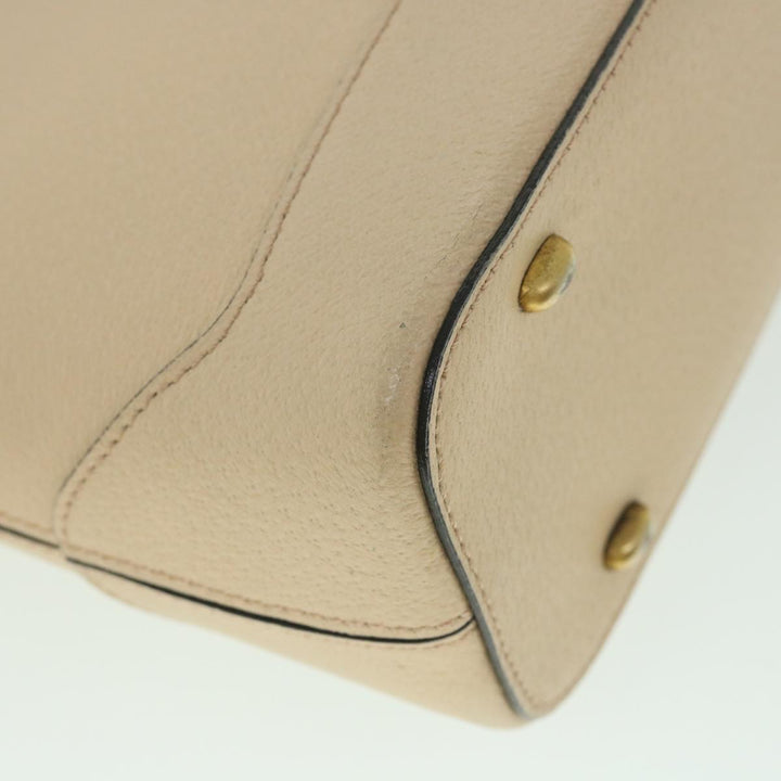 Celine Hand Bag Leather 2way Beige  ar10402