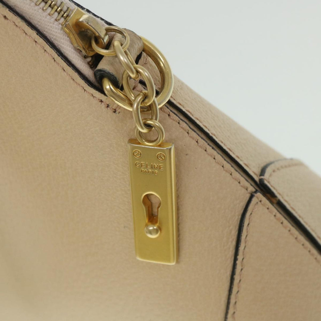 Celine Hand Bag Leather 2way Beige  ar10402