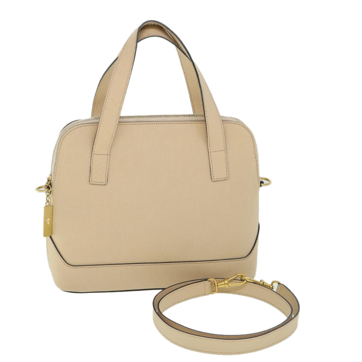 Celine Hand Bag Leather 2way Beige  ar10402