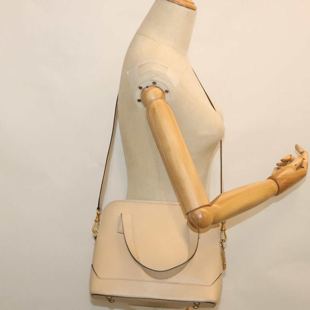 Celine Hand Bag Leather 2way Beige  ar10402