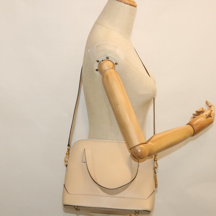 Celine Hand Bag Leather 2way Beige  ar10402