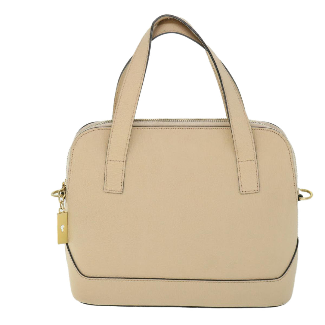 Celine Hand Bag Leather 2way Beige  ar10402