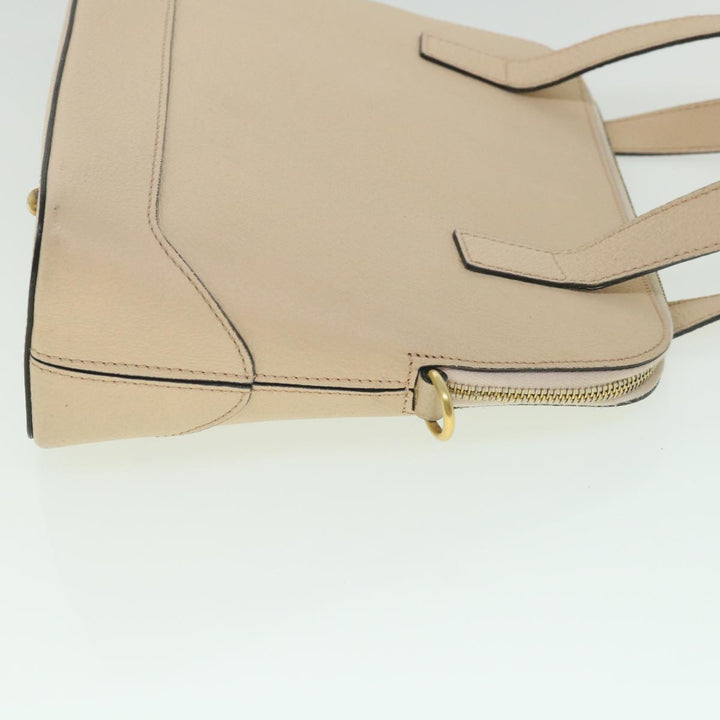 Celine Hand Bag Leather 2way Beige  ar10402