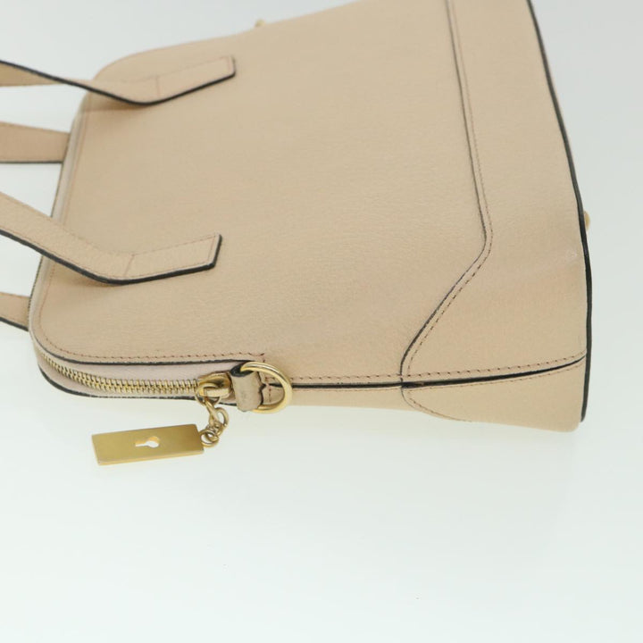 Celine Hand Bag Leather 2way Beige  ar10402