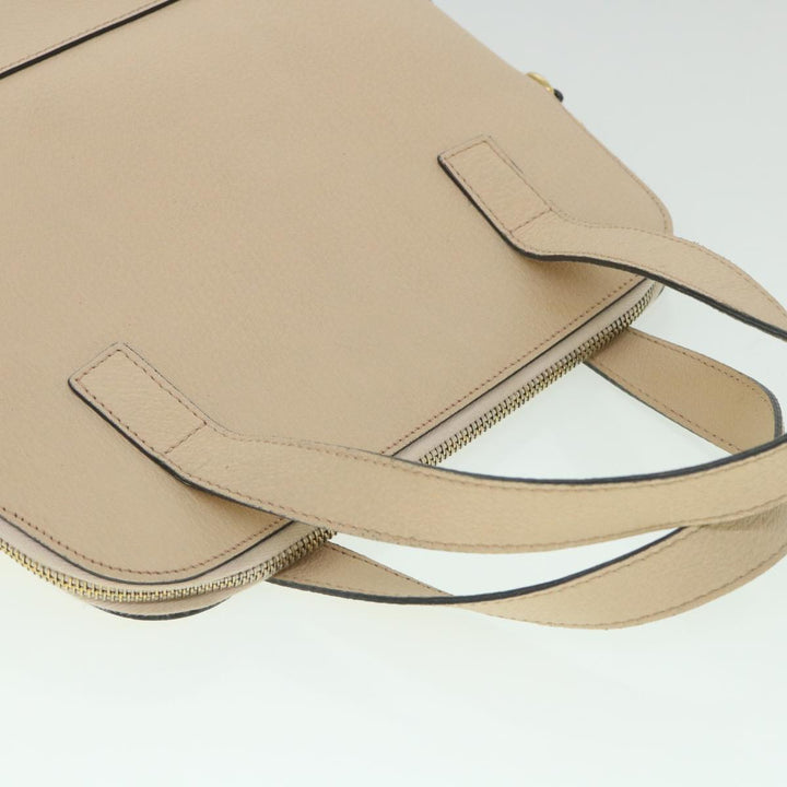 Celine Hand Bag Leather 2way Beige  ar10402
