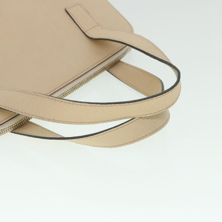 Celine Hand Bag Leather 2way Beige  ar10402