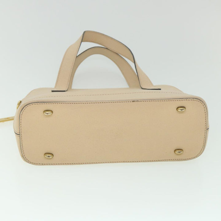 Celine Hand Bag Leather 2way Beige  ar10402