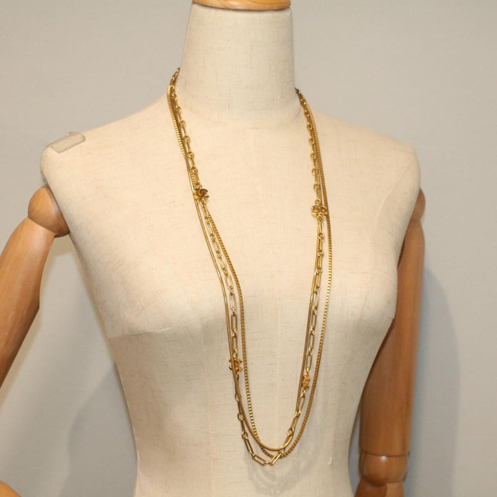 Top Quality Chanel COCO Mark Necklace Gold Tone CC Auth ar10556B