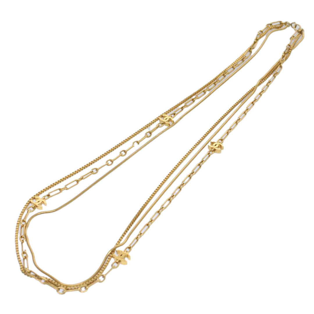 Top Quality Chanel COCO Mark Necklace Gold Tone CC Auth ar10556B