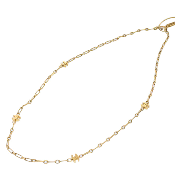 Top Quality Chanel COCO Mark Necklace Gold Tone CC Auth ar10556B