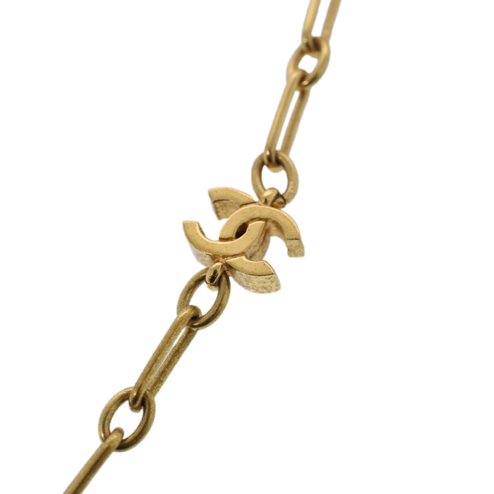 Top Quality Chanel COCO Mark Necklace Gold Tone CC Auth ar10556B