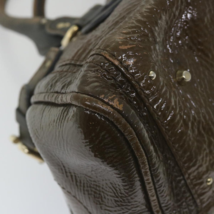 Chloe Paddington Hand Bag Patent leather Brown ar10675