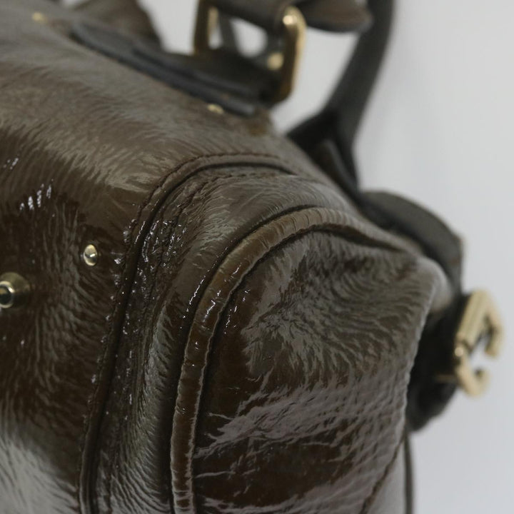 Chloe Paddington Hand Bag Patent leather Brown ar10675