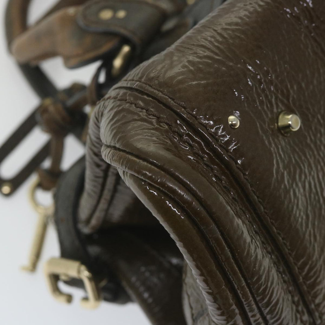 Chloe Paddington Hand Bag Patent leather Brown ar10675