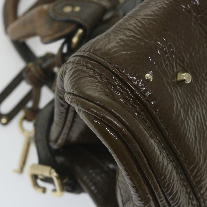 Chloe Paddington Hand Bag Patent leather Brown ar10675