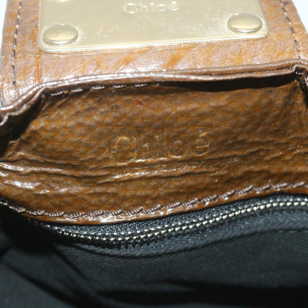 Chloe Paddington Hand Bag Patent leather Brown ar10675