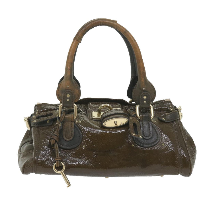 Chloe Paddington Hand Bag Patent leather Brown ar10675