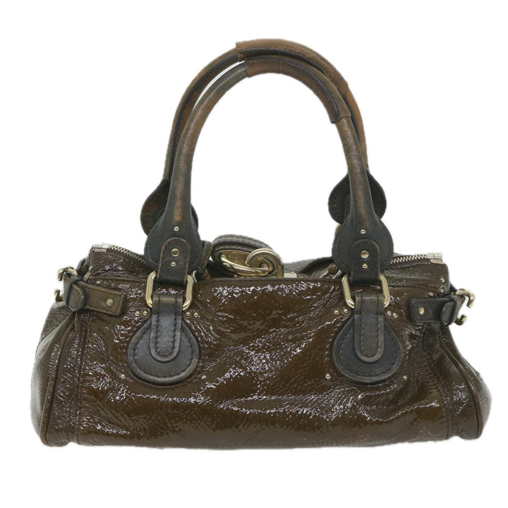 Chloe Paddington Hand Bag Patent leather Brown ar10675