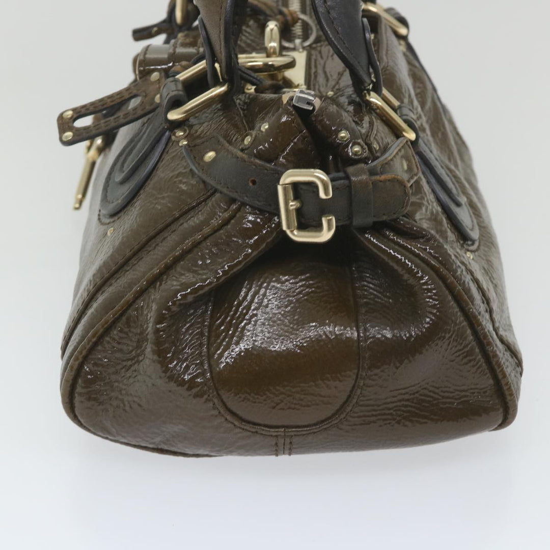 Chloe Paddington Hand Bag Patent leather Brown ar10675