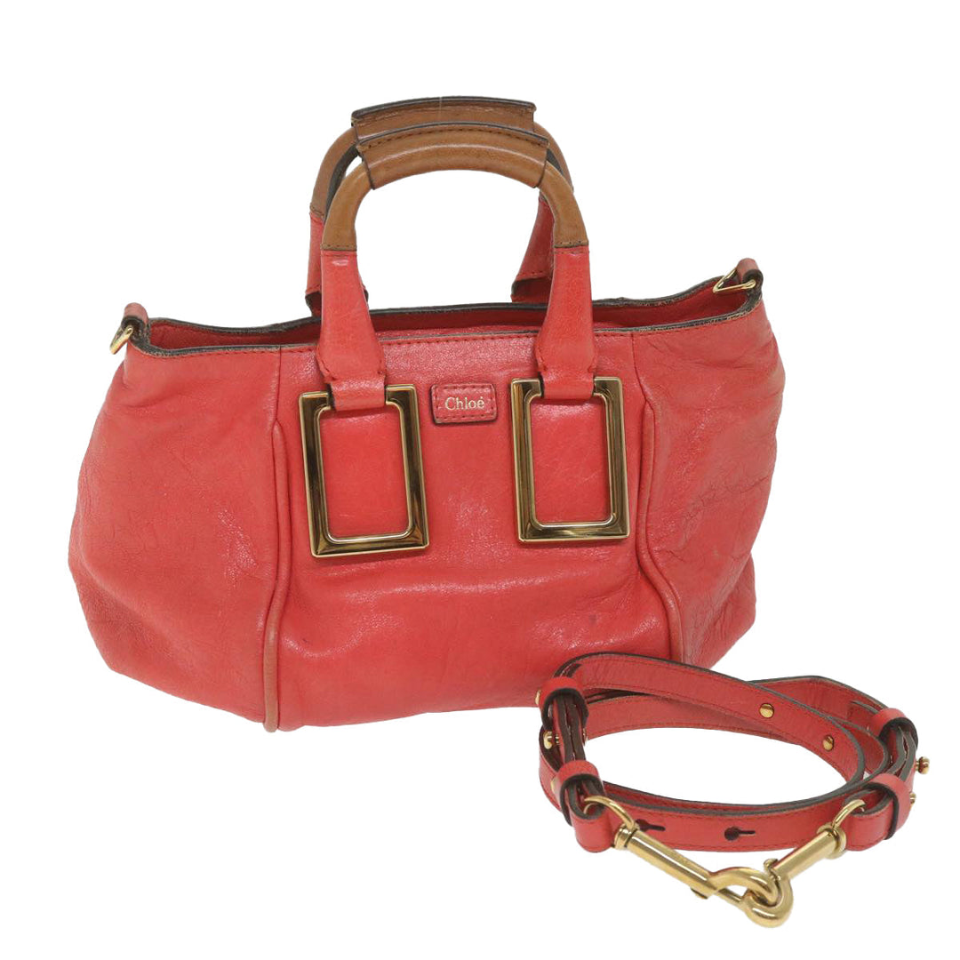 Chloe Etel Hand Bag Leather 2way Red 01 12 50 65 ar10713