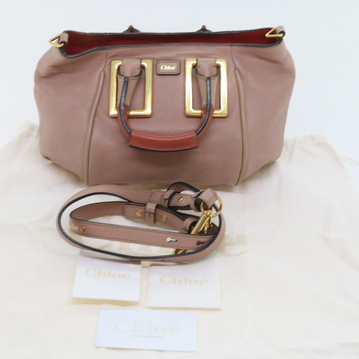 Chloe Etel Hand Bag Leather 2way Pink 04 12 50 65 ar10714