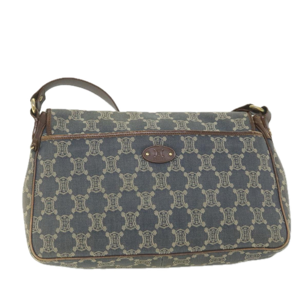 Celine Paris Macadam Canvas Shoulder Bag Blue Auth ar10840B