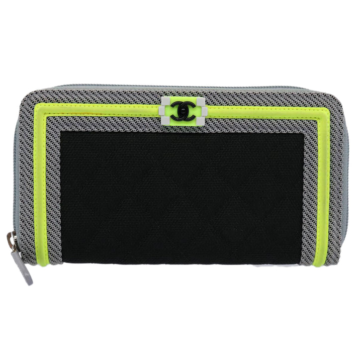 Chanel Boy  Matelasse Wallet Nylon Black CC Auth ar10980B