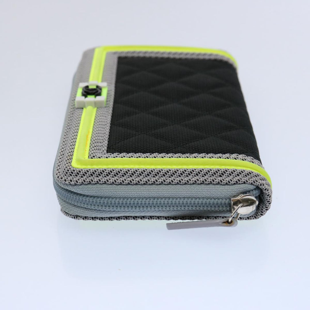 Chanel Boy  Matelasse Wallet Nylon Black CC Auth ar10980B