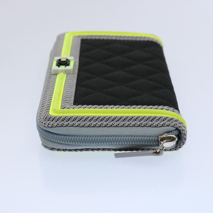 Chanel Boy  Matelasse Wallet Nylon Black CC Auth ar10980B