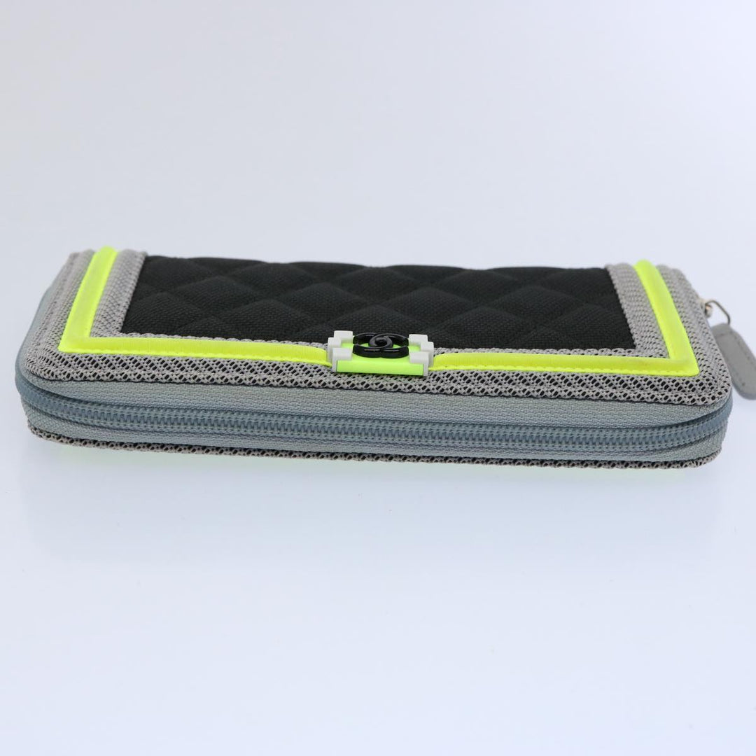 Chanel Boy  Matelasse Wallet Nylon Black CC Auth ar10980B