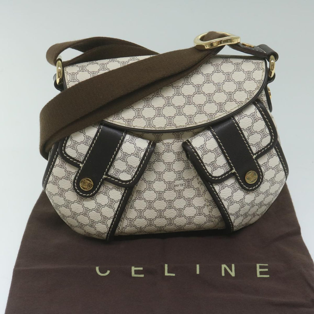 Celine Macadam Canvas Shoulder Bag PVC Leather Whe  ar11116