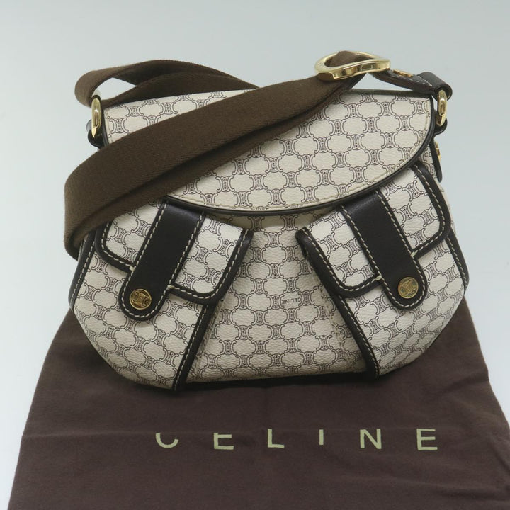 Celine Macadam Canvas Shoulder Bag PVC Leather Whe  ar11116
