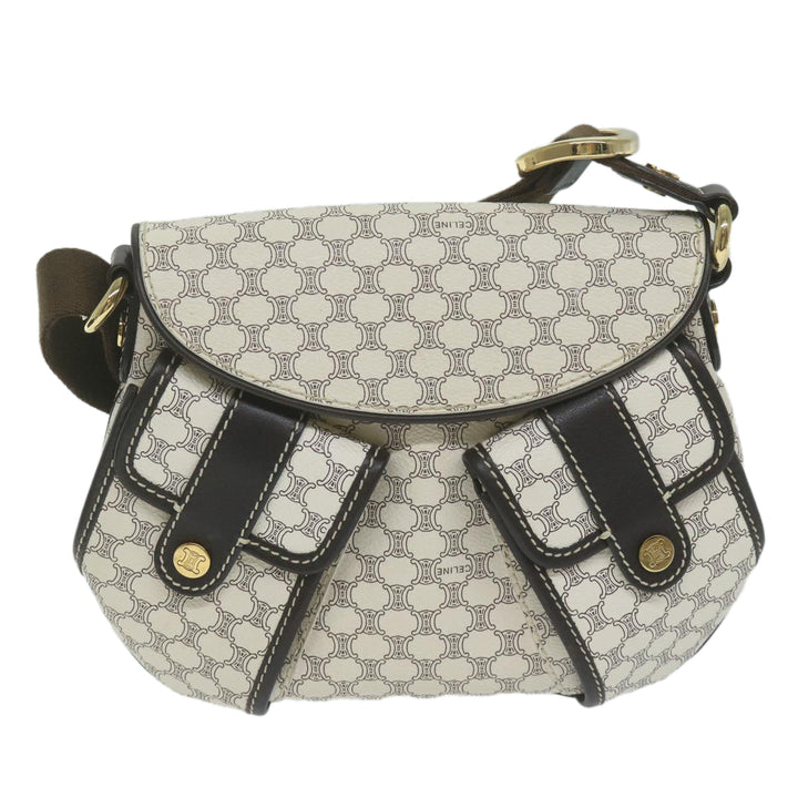 Celine Macadam Canvas Shoulder Bag PVC Leather Whe  ar11116