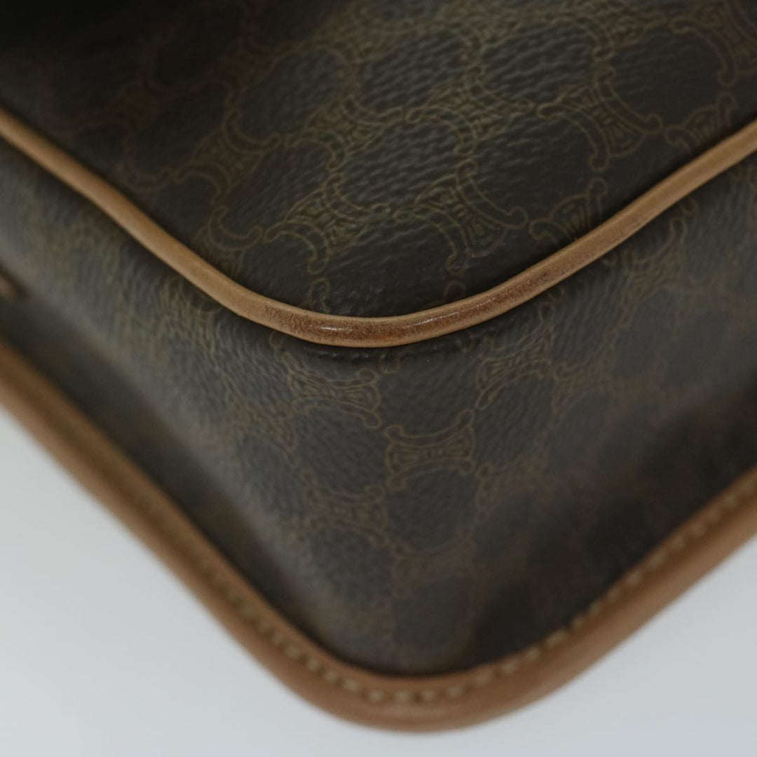 Celine Macadam Canvas Shoulder Bag PVC Leather Brown Auth ar11188B