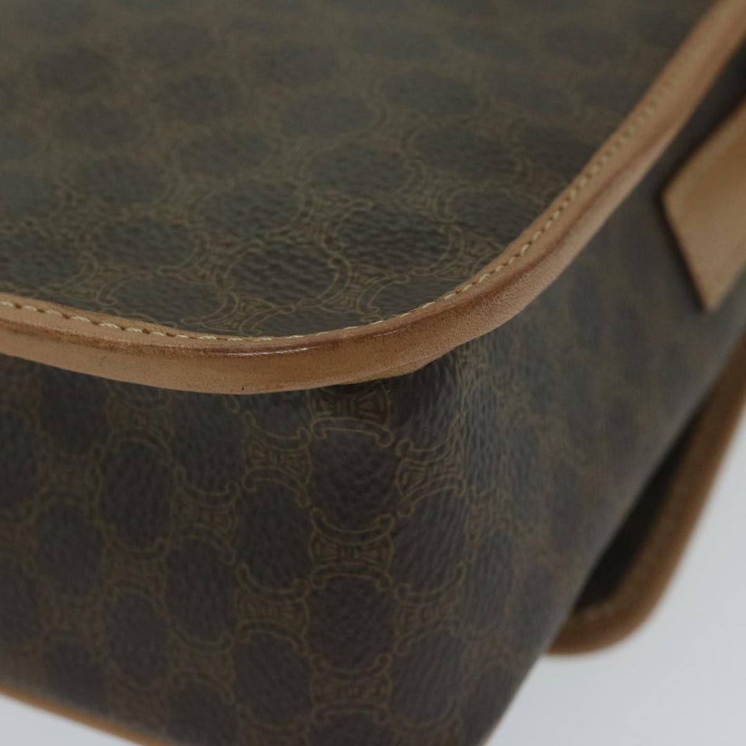 Celine Macadam Canvas Shoulder Bag PVC Leather Brown Auth ar11188B