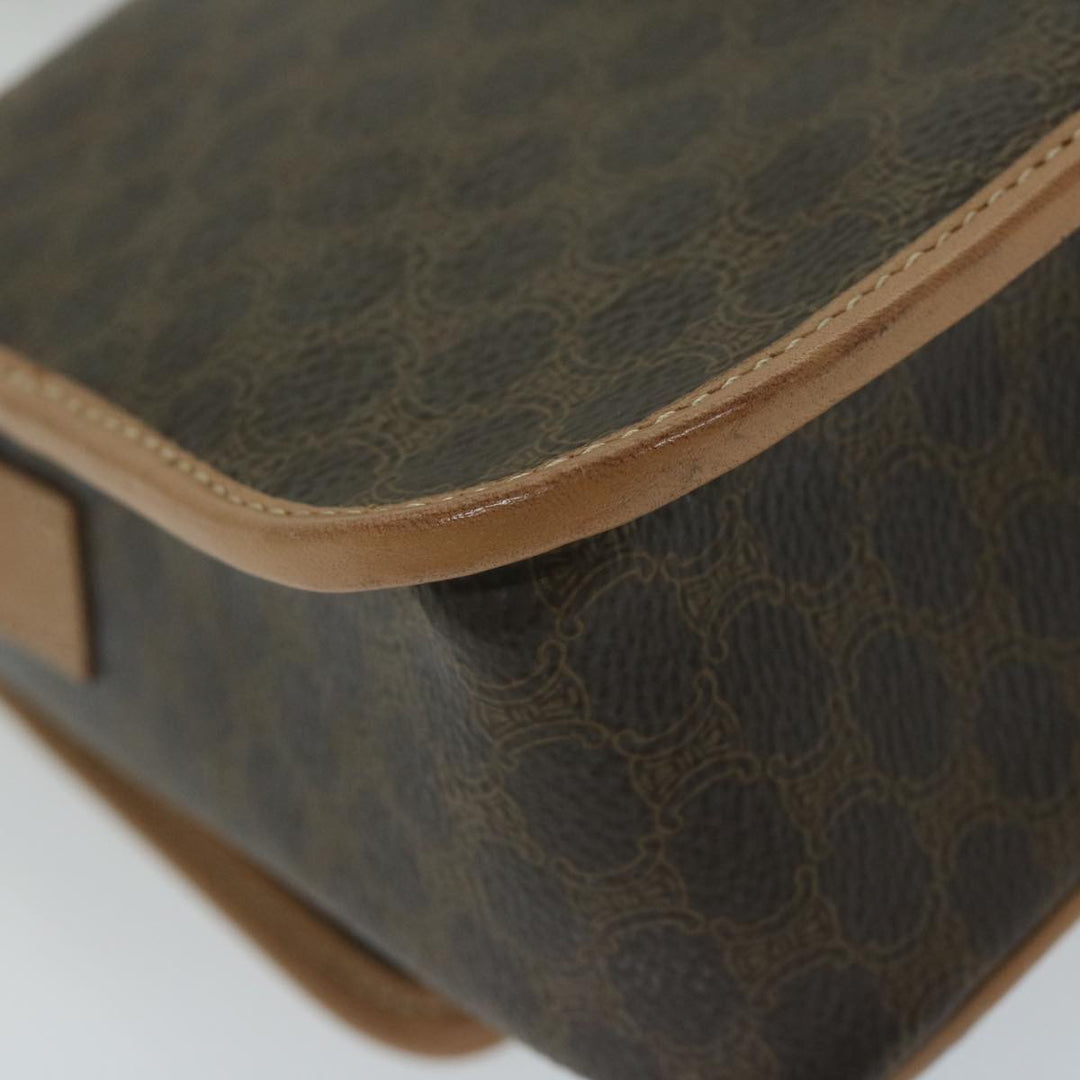 Celine Macadam Canvas Shoulder Bag PVC Leather Brown Auth ar11188B