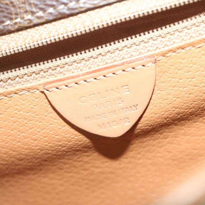 Celine Macadam Canvas Shoulder Bag PVC Leather Brown Auth ar11188B