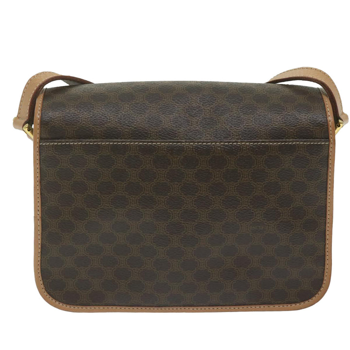 Celine Macadam Canvas Shoulder Bag PVC Leather Brown Auth ar11188B