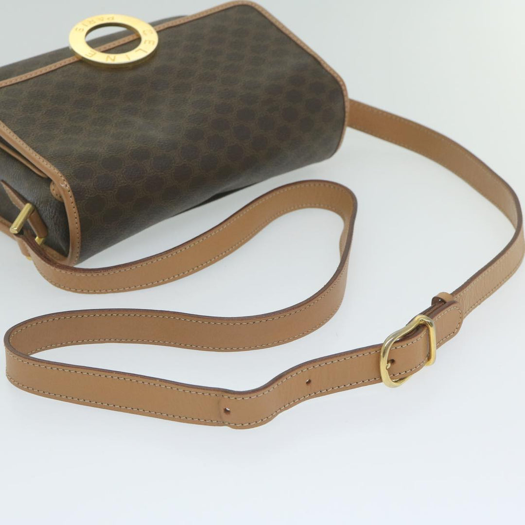 Celine Macadam Canvas Shoulder Bag PVC Leather Brown Auth ar11188B