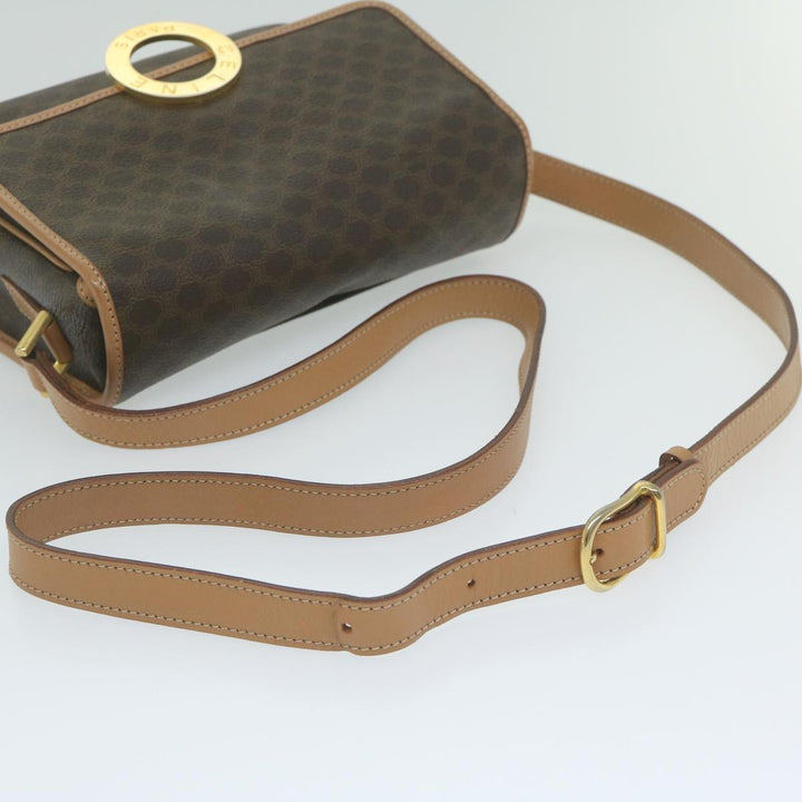 Celine Macadam Canvas Shoulder Bag PVC Leather Brown Auth ar11188B