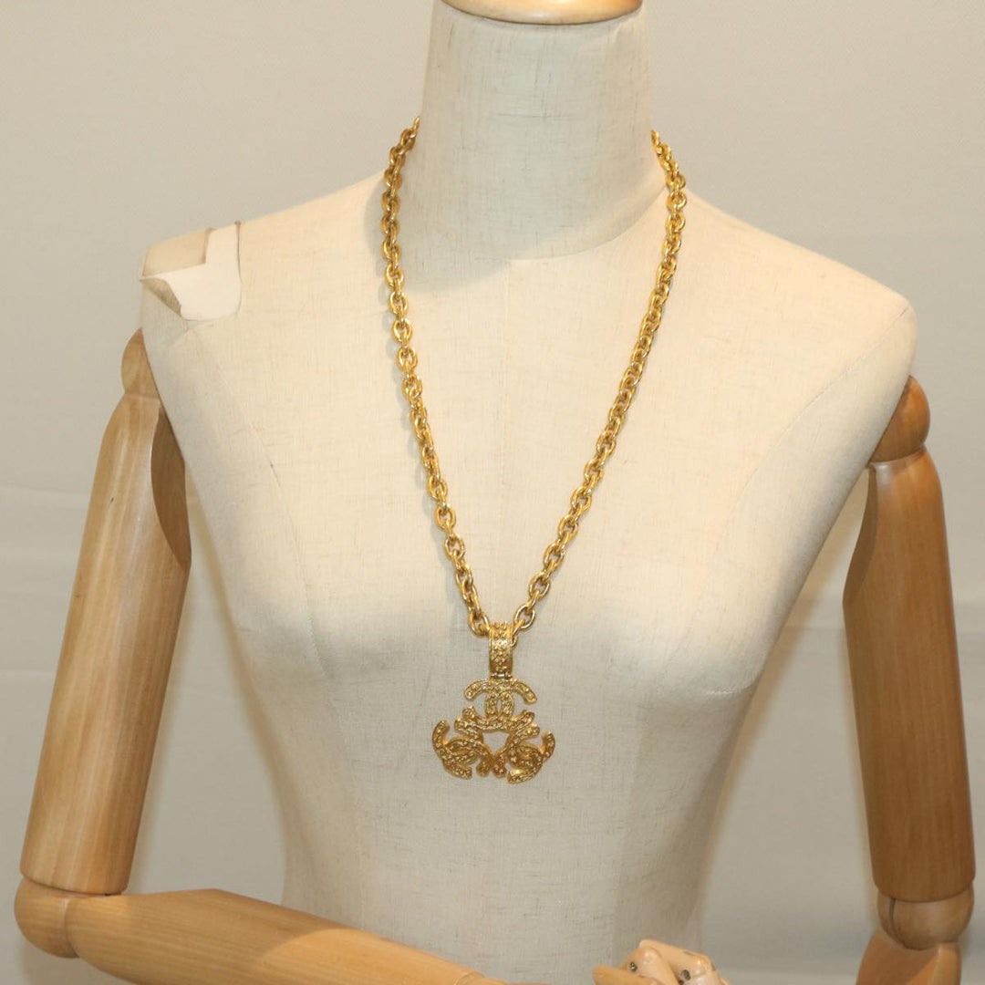 Top Quality Chanel COCO Mark Chain Necklace Gold CC Auth ar11353