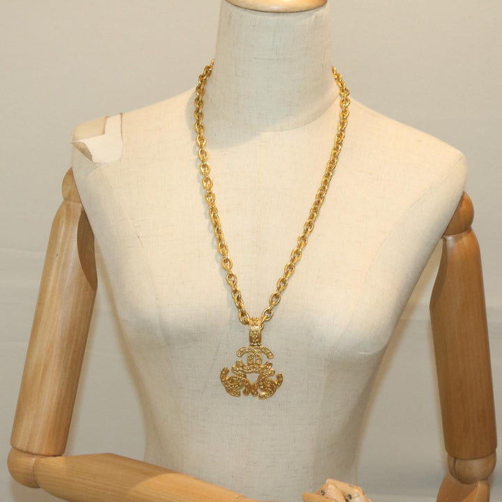 Top Quality Chanel COCO Mark Chain Necklace Gold CC Auth ar11353