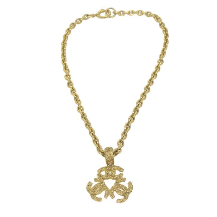 Top Quality Chanel COCO Mark Chain Necklace Gold CC Auth ar11353