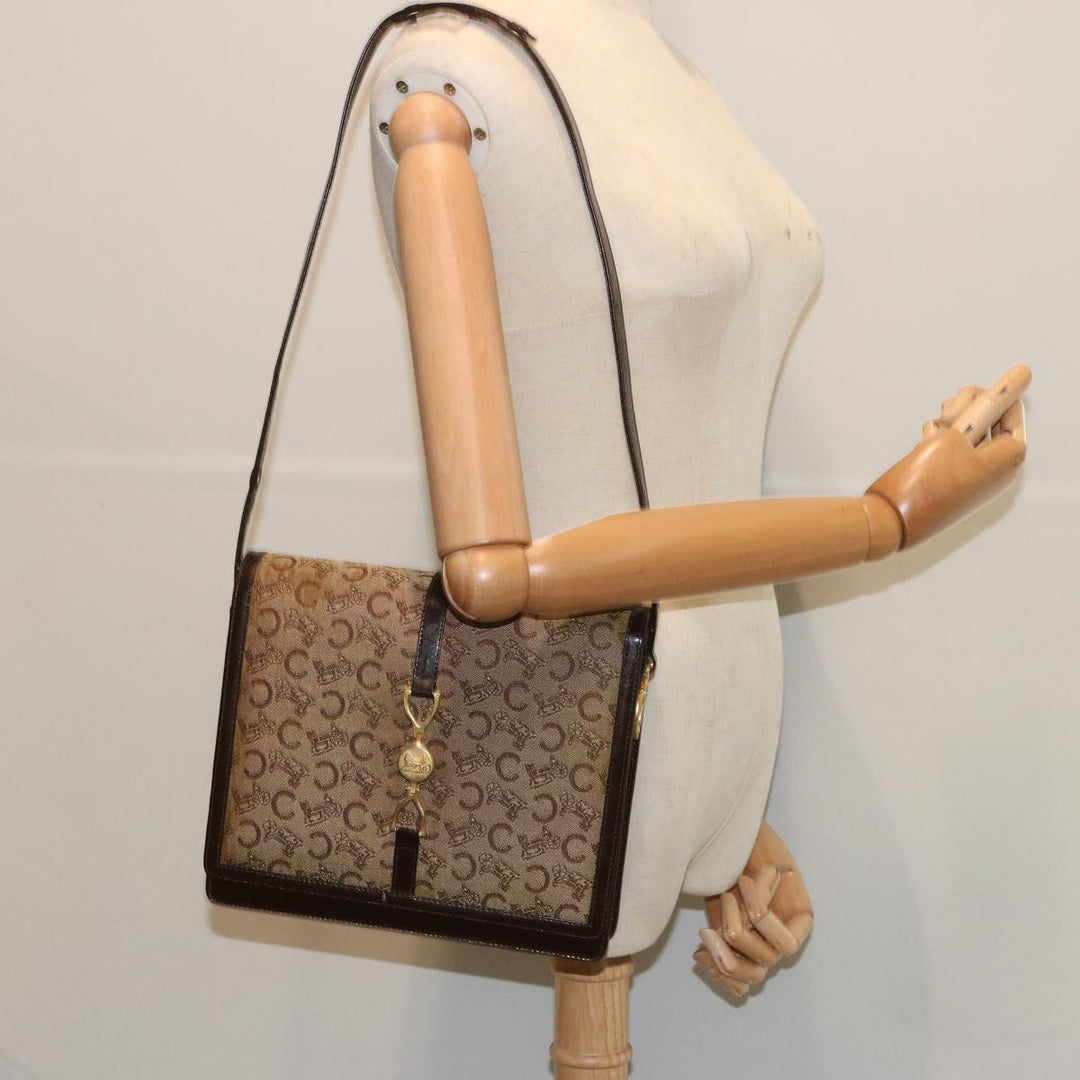Celine C Macadam Canvas Shoulder Bag Beige Auth ar11457B