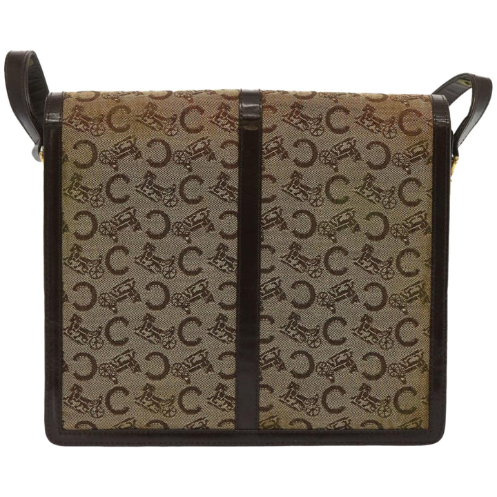 Celine C Macadam Canvas Shoulder Bag Beige Auth ar11457B