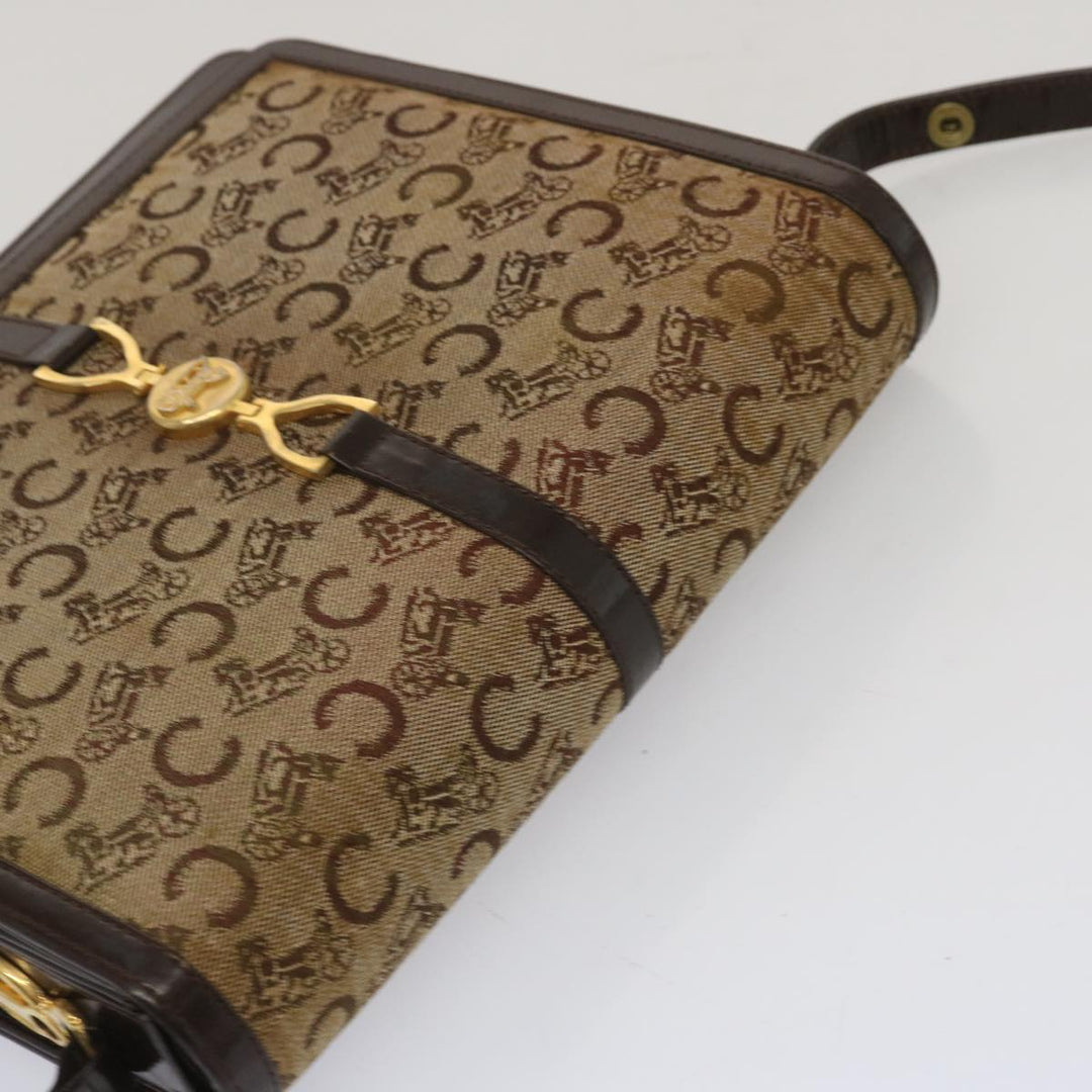 Celine C Macadam Canvas Shoulder Bag Beige Auth ar11457B