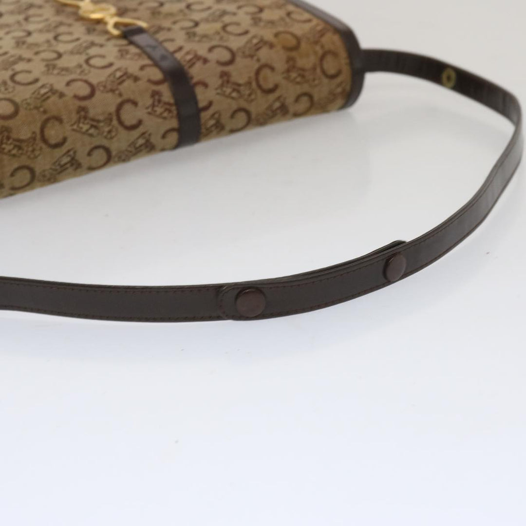 Celine C Macadam Canvas Shoulder Bag Beige Auth ar11457B